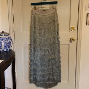 Silver fringe maxi skirt